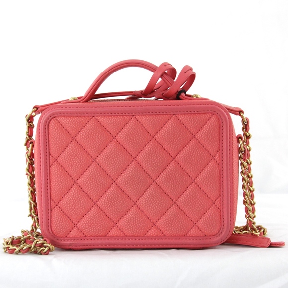 Chanel Coral Crossbody Caviar Filigree Vanity Case - Picture 2 of 8